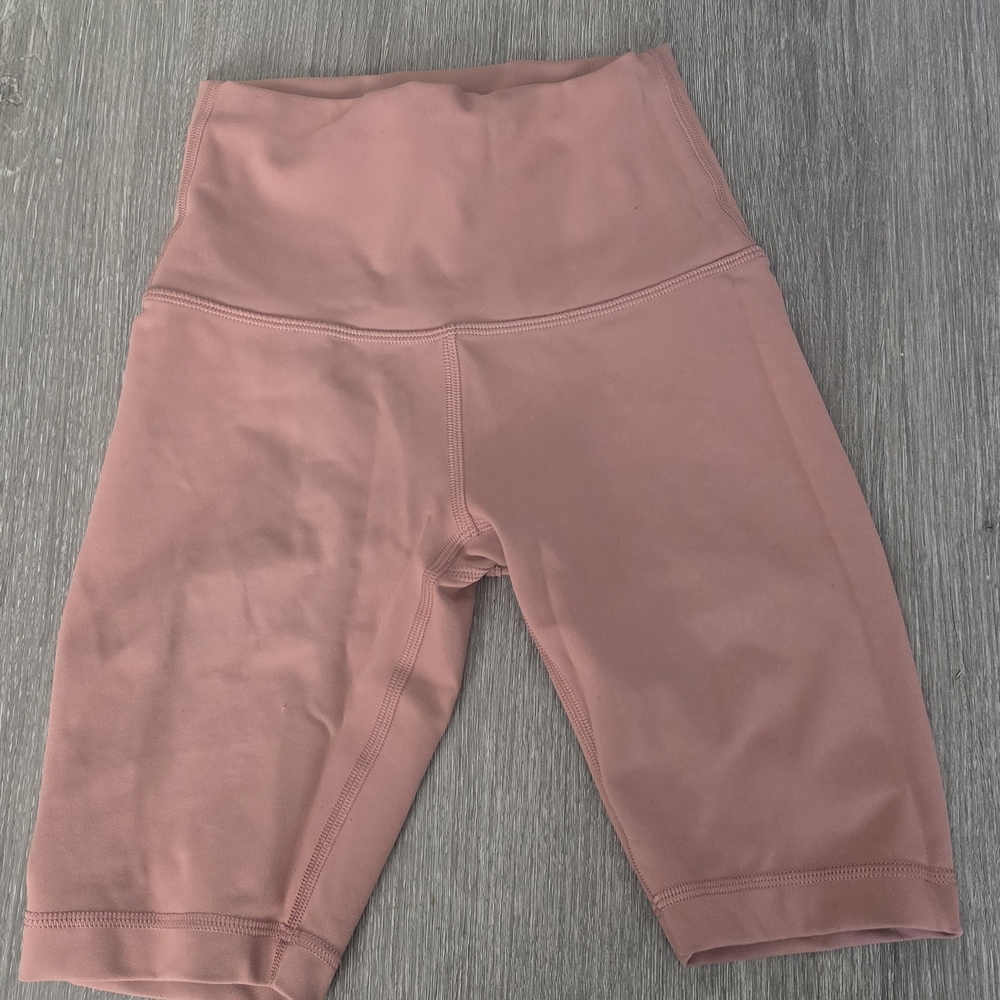 LuluLemon Pink High-Waisted Biker Shorts